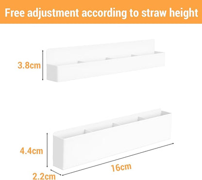 Carbon Steel Straw Holder for Cabinet – Heavy Duty Cabinet Straw Holder Organizer with Magnetic & Adhesive Mount, Organizer for Cabinet Door or Wall