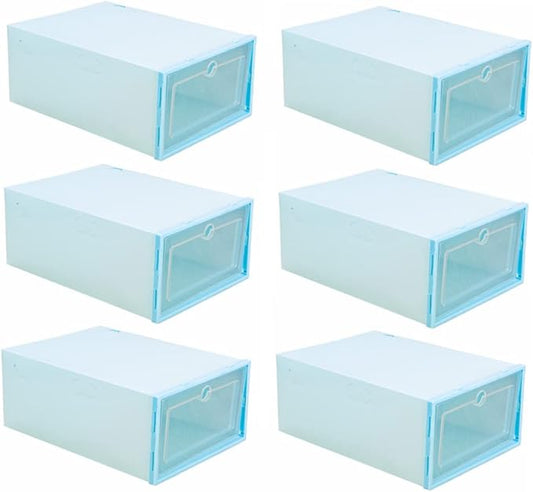 LABRIMP 6pcs Stackable Shoe Storage Boxes Cardboard Organizers Box for Shoes Case Home Office Storage