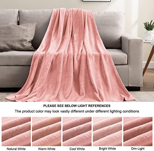 BEDELITE Fleece Blanket Soft Plush Queen Size Bed Blanket Pink 90"x90" - Image 4
