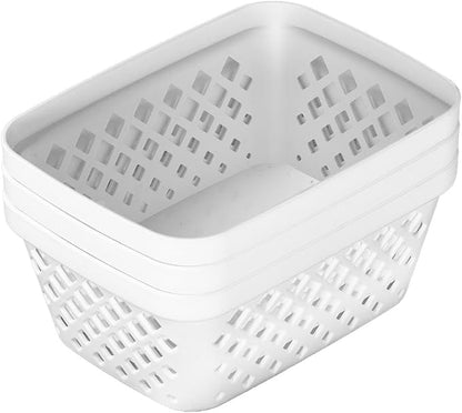 Glad Plastic Storage Basket Set - Multipurpose Drawer Trays, Kitchen Pantry Containers, and Bathroom Bins - 9 Pack Small Organizers, White, 6.25" L x 4.6" W x 2.7" H