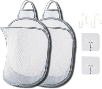 Mesh Collapsible Small Wall Laundry Baskets，Hanging Laundry Hamper，for Hotel, University Dormitory Use by HHSSALIN (2, CLASSIC)