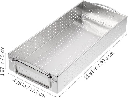 Hemoton Stainless Steel Utensil Holder Large Capacity Chopsticks Storage Case Kitchen Cutlery Organizer Drainage Box for Countertop 11.93X5.39X1.97 Inches
