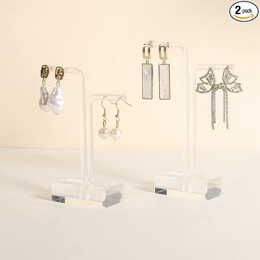 2pcs Acrylic earring display stands for selling, Clear earring holder organizer, transparent L bar earring hangers mini stand【Clear Acrylic Earring L Stand-2pcs 】