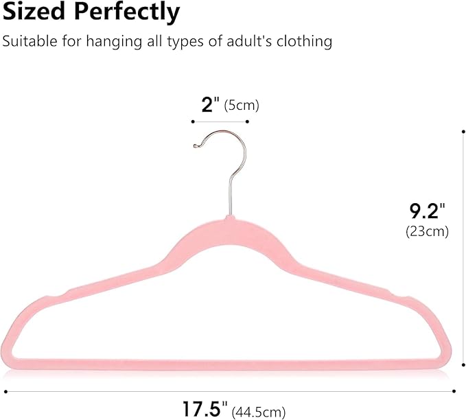 Non-Slip Velvet Hangers - Ultra Thin Space Saving Suit Hanger with 360 Degree Swivel Hook - Strong and Durable Velvet Clothes Hangers - Coat Hangers for a No Hanger Marks (Pink, Pack of 6)