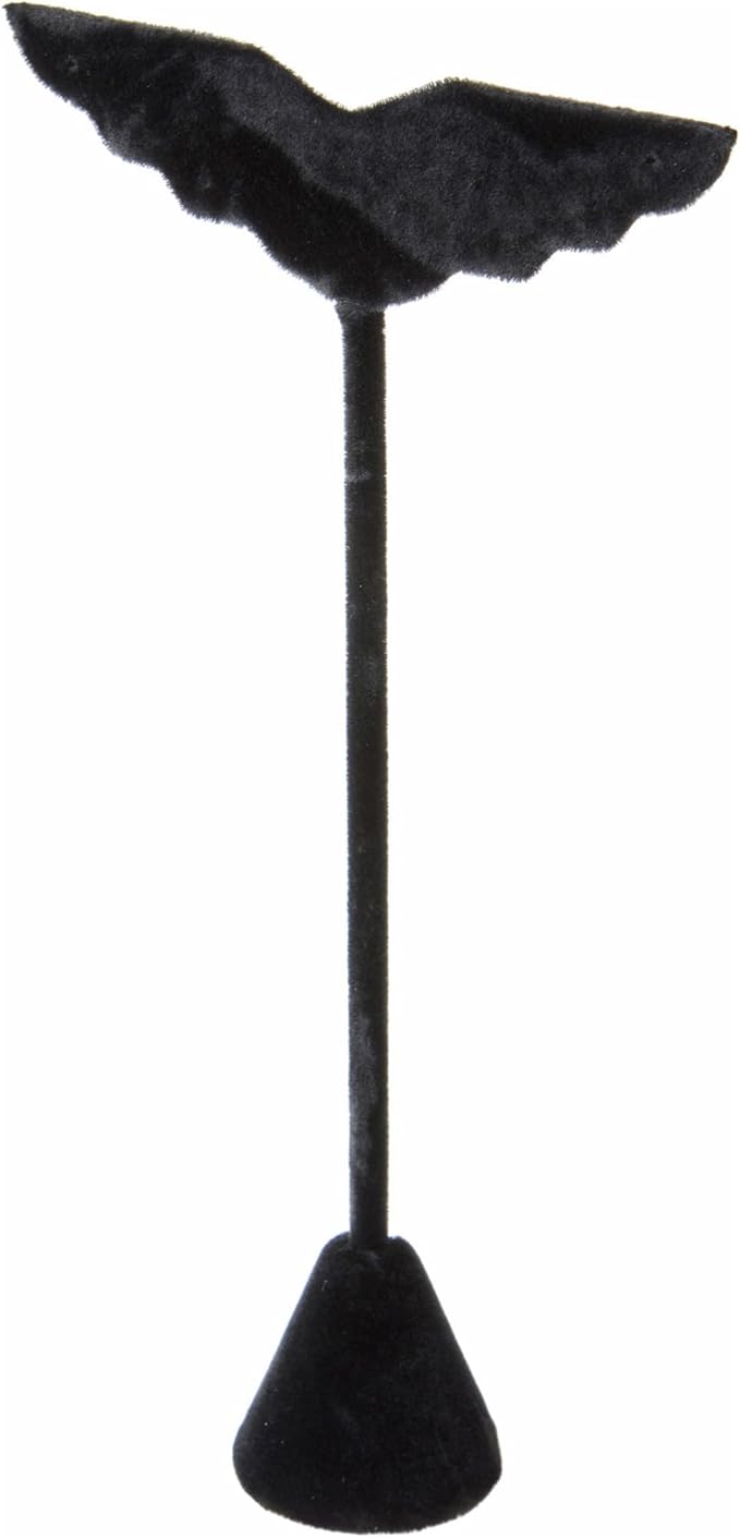 Plymor Black Velvet Wing Shaped, Three Pair Earring Display Stand, 3" W x 1.25" D x 6.75" H