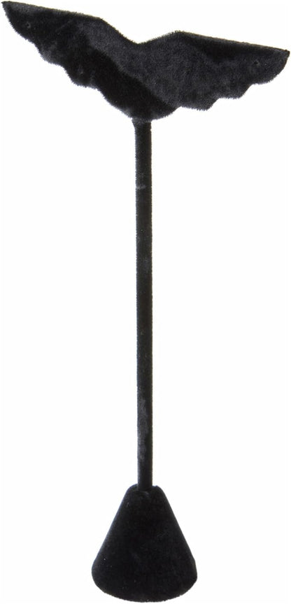 Plymor Black Velvet Wing Shaped, Three Pair Earring Display Stand, 3" W x 1.25" D x 6.75" H