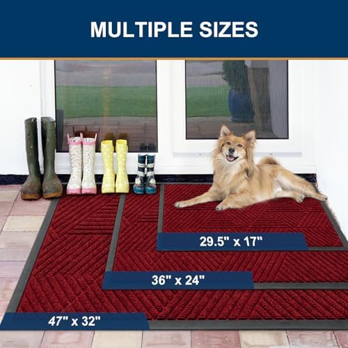 Smiry Front Door Mat Outside Entrance, Low Profile Rubber Doormat, 29.5x17 - Image 2