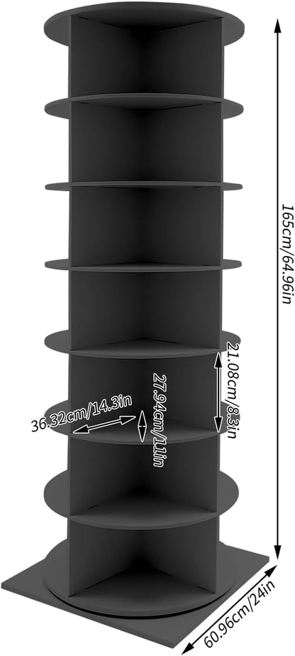 360° Rotating Shoe Rack Tower - Spinning Shoe Organizer for Entryway, Free Standing Lazy Susan Shoe Rack (7 Tiers 23.62 * 23.62 * 64.96in Black)