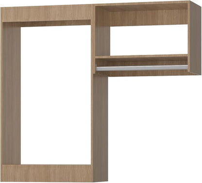 Modular Closet System, 40" Wide Closet Organizer System with Hanging, Wood Tower Closet Storage for Walk In Closets, Wall Mounted Wardrobe Organizer Kit System, Bedroom, Wood