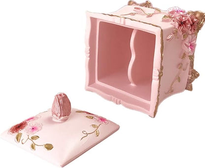 Qtips Cotton Ball and Swab Holder Organizer Dispenser Canister Makeup Pads Container Bathroom Kitchen Pink