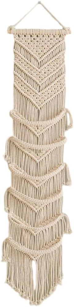 Macrame Cap Holder, Boho Hats Organizer for Baseball Caps, Hand Woven Hats Display Organizer Over Door, Hat Rack for Wall Home Hanging Decoration (Beige 35in)