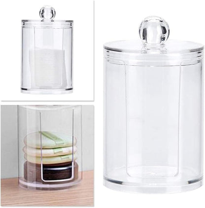 Stylish Makeup Cotton Pad Holder - Clear Acrylic Organizer for Bathroom Canister, Store and Display Cotton Pads with Elegance