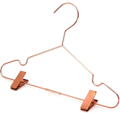 50 Pack 13" Rose Copper Gold Shiny Metal Wire Clothes Hangers with Clips for Shirts Coat Storage & Display