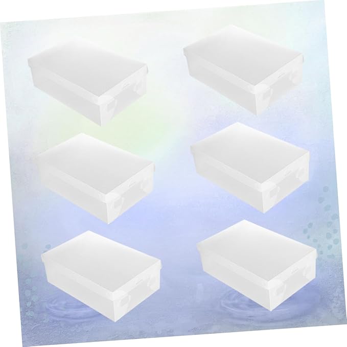 6pcs Stackable Shoe Storage Boxes Flip Lid 33x20x12cm White Plastic Shoe Organizer Containers for Home Closet Storage