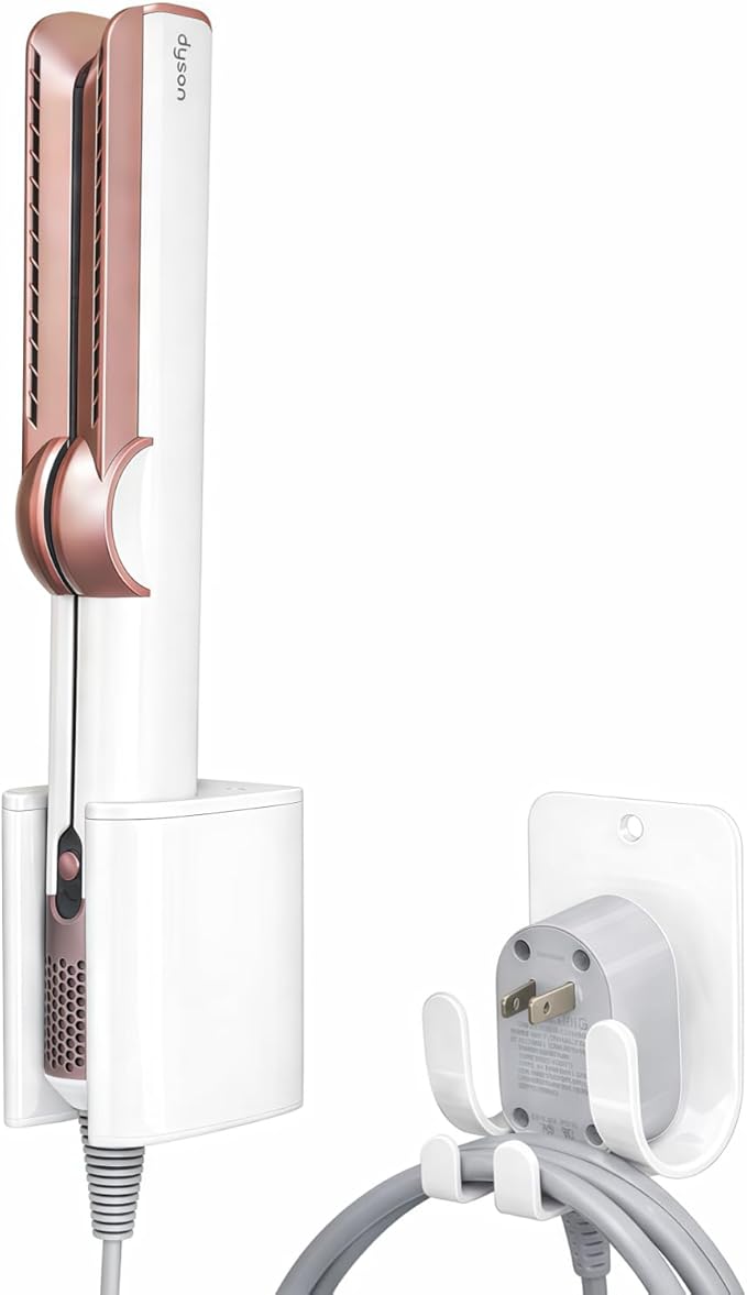 Dyson Airwrap Holder, Aluminum Curling Iron Holder Wall Mount for Dyson Airwrap/Airstraight/Shark Flex Style, Flat IronHolder for Bathroom Storage, White Chochoyah