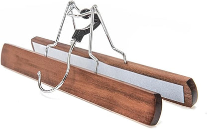 Wooden Skirt Hanger Wood Skirt Clip Non Slip 3 Pack Clothe Hanger Pant Hanger-Brown