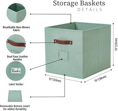 DECOMOMO Storage Baskets, 13x15x13 Storage Cube Bins with Labels for Organizing Shelves Kallax (Kallax / 4pcs, Rainbow)