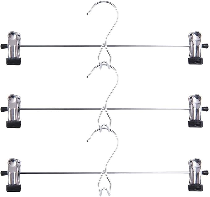 Tosnail 15 Pack Stackable Skirt Pants Clothes Hangers with Non-Slip Clips, Add-On Hangers, Cascading Hangers Space Saving Closet Organizer