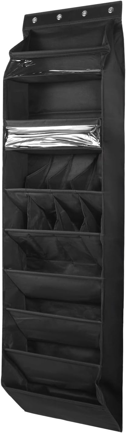 Over the Door Shoe Organizer, 1 Pack 8 Shelves Over The Door Shoe Organizer, 68" Exlarge Deep Pockets Hanging Shoe Organizer, Shoe Holder for Boots,Over Door Organizer in Home, RV, Dorm, Black