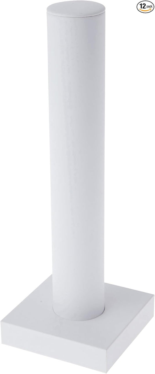 Plymor White Faux Leather Vertical Bracelet Display Stand, 4.625" W x 13" H (Pack of 12)