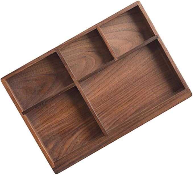 Walnut Flatware Storage Box 9.44X6.61X0.98 Inch Solid Wood Cutlery Drawer Organizer Tray for Kitchen Utensil and Desktop Storage