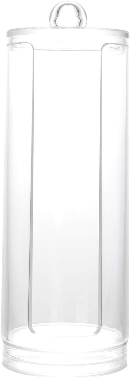 Cosmetic Cotton Pad Holder - Acrylic Makeup Remover Organizer with Dispenser & Storage Rack