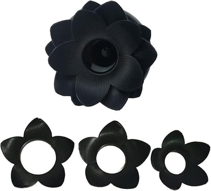 Bloss 2 Pack Qtip Holder Dispenser with Lid Lotus Cotton Swab Holder Cotton Swabs Bud Small QTips Box Toothpicks Holder Flower Bathroom Decor (Black + White)…