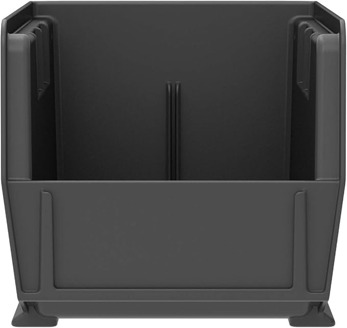 Akro-Mils 30230 AkroBins Plastic Storage Bins, Space-Saving Stackable Bins for Garage, Pantry, Craft Organization, 11" x 5" x 5", Black, 12-Pack