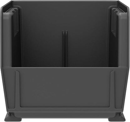 Akro-Mils 30230 AkroBins Plastic Storage Bins, Space-Saving Stackable Bins for Garage, Pantry, Craft Organization, 11" x 5" x 5", Black, 12-Pack