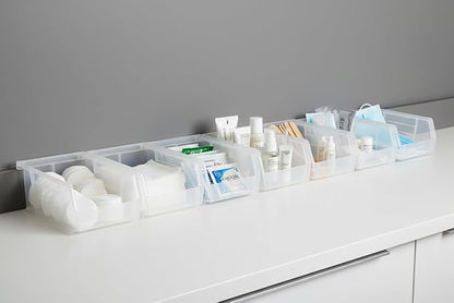 Hudson Exchange 7-1/2" x 4" x 3" (24 Pack) Plastic Stackable Storage Bin and Hanging Container, Clear