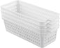 Saedy 4-Pack Slim Storage Basket, Plastic Organized Baskets, White