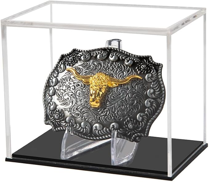 Belt Buckle Display Case Stand Holder Clear Acrylic Box Protected Cabinet Shelf Rack Protection Storage Cover Collections