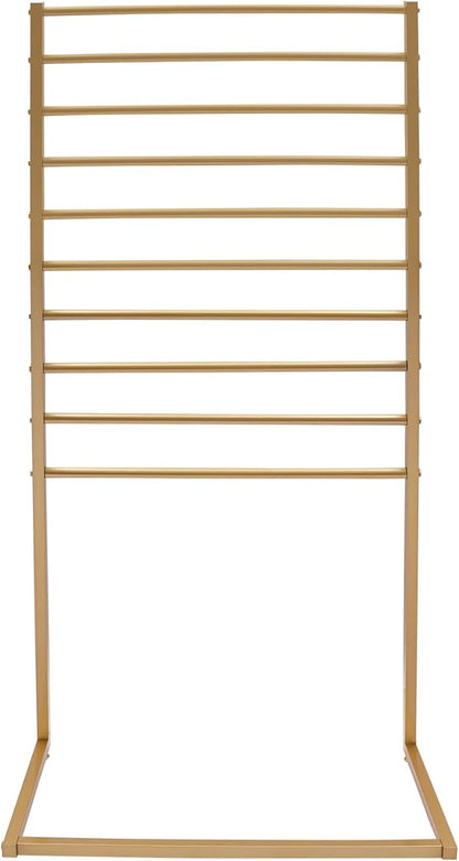 Scarf Display Stand, 10 Tier Metal Scarf Holder Organizer, Scarf Hanger Scarf Holder Scarf Organizer Belt Organizer Pants Rack Scarf Rack for Commercial Clothing Retail Store (Gold, 80cm)