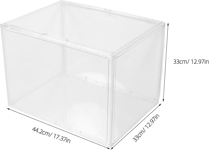 Milisten Acrylic Extra Large Shoe Storage Box 45x33x33cm, Plastic Stackable Organizer with Front Door, Sneaker and Boot Display Case for Entryway and Closet