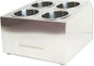 Commercial 4-Hole Stainless Steel Cylinder Flatware Silverware Utensil Holder Organizer Canddy
