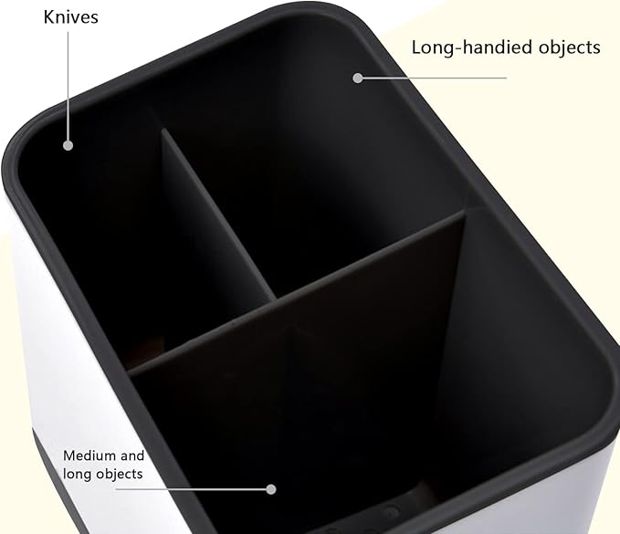 Utensil Holder Cutlery Drainer Sink Caddy, Chopsticks Holder Spoon Chopsticks Fork Drain Rack Basket Storage Holder Organizer Compartment Box (Black)
