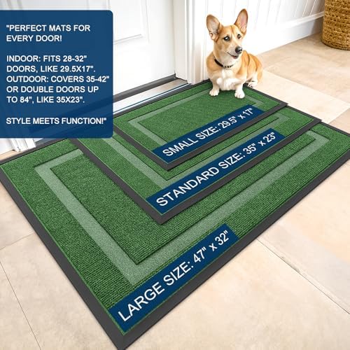 OLANLY Front Door Mat Outside 47x17, All-Season Heavy-Duty Rubber Doormat - Image 2