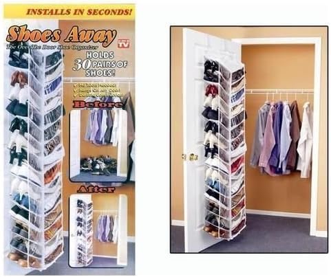 Shoes Away Hanging Organizer Organize 30 Pairs Space Closet TV Holder Over Door