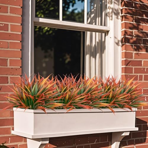 Ouddy Decor 20 Pcs Fake Outdoor Plants Artificial Fall Grass Stems, Orange - Image 5
