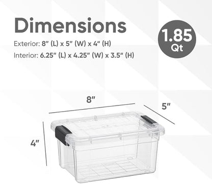 Superio Clear Storage Box with Lid, 1.85 Quart Plastic Container Bins for Organizing, Stackable Crates, BPA Free, Non Toxic, Odor Free, Organizers for Home, Office, School, and Dorm, 10 Pack