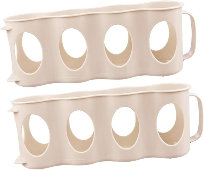 2pcs Hand Pull Type Beverage Can Organizer Section Plastic Storage Box for Refrigerator Beige Space-saving Design for Cans and Seasoning Jars and Smooth Finish