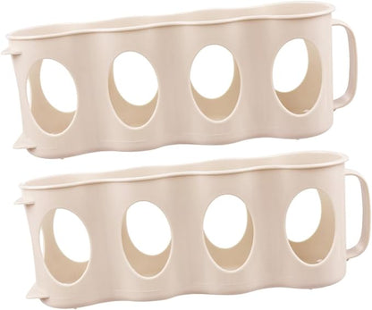 2pcs Hand Pull Type Beverage Can Organizer Section Plastic Storage Box for Refrigerator Beige Space-saving Design for Cans and Seasoning Jars and Smooth Finish