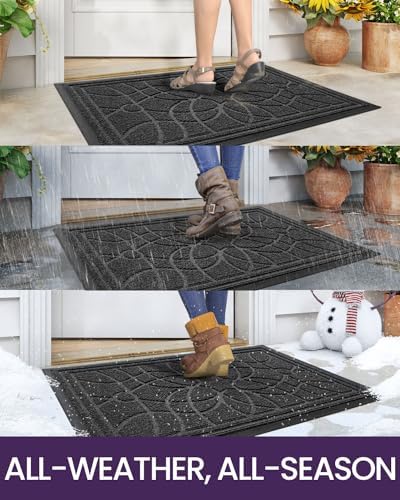 DEXI Front Door Mat Outside Entrance 24x36, Heavy Duty Non Slip, Grey - Image 4