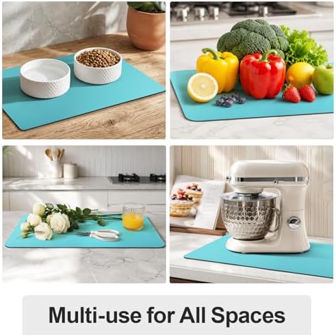 Ecotrim - Dish Drying Mat for Kitchen Counter | Coffee Bar Mat for Countertops | Heat Resistant Drainer Mat with Non-slip Rubber Backed | Hide Stain Kitchen Absorbent Draining Mat | Turquoise 18"x24" - Image 6