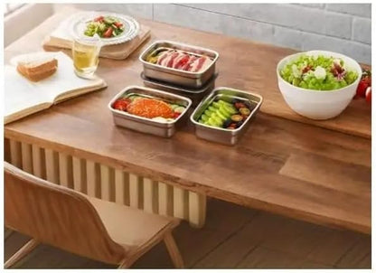 Fridge Storage Box 316 Stainless Steel Food Storage Containers | Food Grade, Leakproof Kitchen Organizer | Freshness Locking, Microwavable & Freezer Safe (1000ml Pack Of 03)