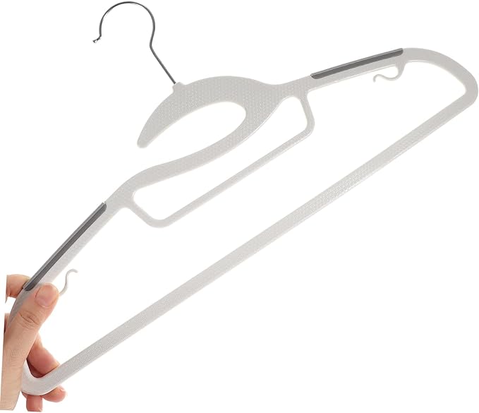 Unomor 10pcs Extra Wide Plastic Clothes Hangers Non-Slip Heavy Duty Hangers for Adults Space-Saving Wardrobe Organizer for Sweaters Suits and Dresses