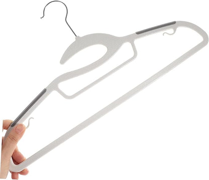 Unomor 10pcs Extra Wide Plastic Clothes Hangers Non-Slip Heavy Duty Hangers for Adults Space-Saving Wardrobe Organizer for Sweaters Suits and Dresses