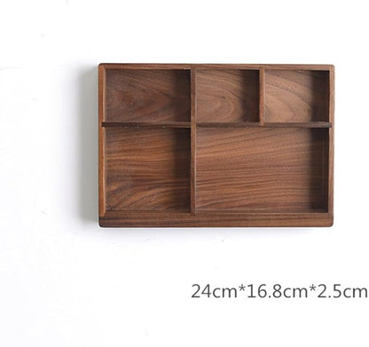 Walnut Flatware Storage Box 9.44X6.61X0.98 Inch Solid Wood Cutlery Drawer Organizer Tray for Kitchen Utensil and Desktop Storage