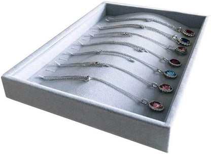 Grey Velvet Stackable Organizer Premium Material Stackable Necklace Watch Chain Bracelet Display Holder Home Store Show Drawer Divider Insert
