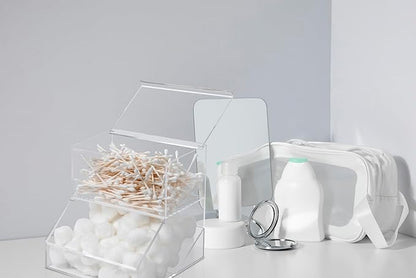 Inevibe Laundry Pod Holder & Dryer Sheet Dispenser - 2 Compartment Acrylic Container w/Lids for Storing Clothes Pins, Dishwasher Pods for Laundry Room Organization